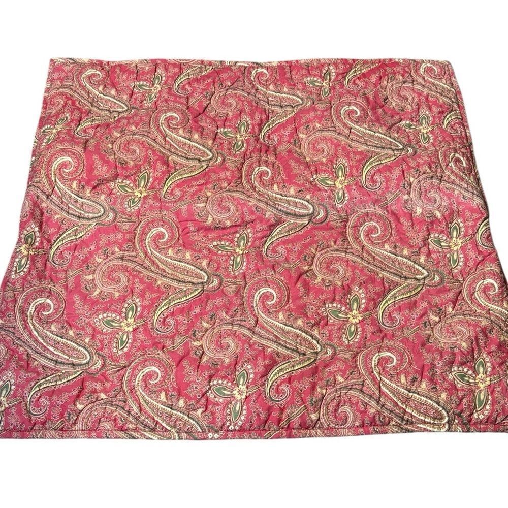 Pottery barn 100% cotton large decorative pillow sham paisley boho 26.5” x 27”